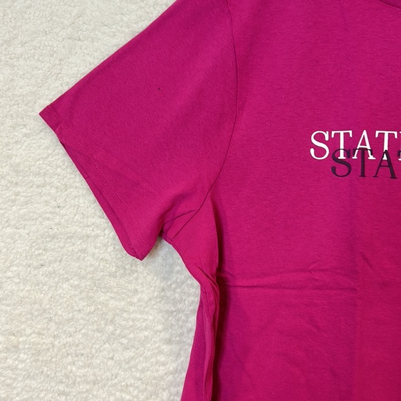 NWOT Basic Editions Womens Pink Top Tee Shirt State of Mind Short Sleeves 3X - Picture 3 of 5